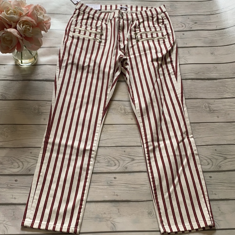 WeWoreWhat Rocker Low Rise Jeans In Ivory Stripe Size 29 - Picture 2 of 12
